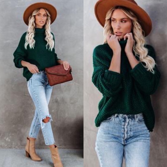 Warm Embrace Emerald Green Turtleneck Sweater - Picture 13 of 13